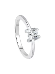 Vighnaharta Rhodium-Plated CZ Studded Beautiful Solitaire Finger Ring