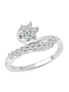 Vighnaharta Rhodium-Plated CZ-Studded Adjustable Finger Ring