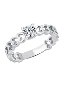 Vighnaharta Rhodium-Plated CZ-Studded Adjustable Finger Ring