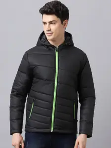 Urbano Fashion Men Black Water Resistant Longline Padded Jacket
