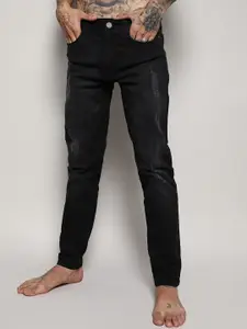 Campus Sutra Men Black Smart Slim Fit Mildly Distressed Stretchable Jeans