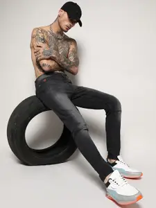 Campus Sutra Men Black Smart Slim Fit Low Distress Light Fade Stretchable Jeans
