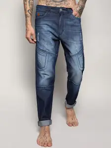 Campus Sutra Men Blue Smart Slim Fit Mildly Distressed Light Fade Stretchable Jeans