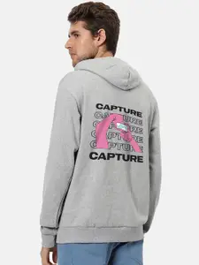 Campus Sutra Graphic Printed Hooded Cotton Sweatshirt