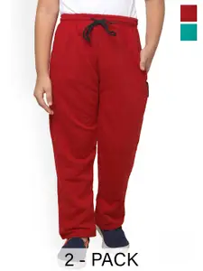 IndiWeaves Boys Pack of 2 Mid-Rise Fleece Track Pants