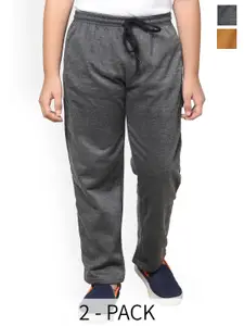 IndiWeaves Boys Pack Of 2 Printed Fleece Track Pants