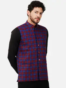 Vastraa Fusion Checked Woollen Nehru Jacket