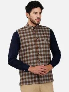 Vastraa Fusion Checked Woven Nehru Jacket