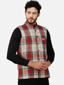 Vastraa Fusion Checked Woolen Nehru Jackets