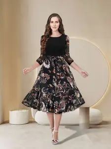 BAESD Paisley Printed Fit And Flare Dress