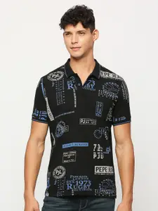 Pepe Jeans Typography Printed Polo Collar Pure Cotton T-shirt