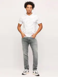 Pepe Jeans Abstract Printed Hooded Pure Cotton T-shirt