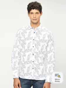 Pepe Jeans Floral Printed Spread Collar Pure Cotton Casual Shirt