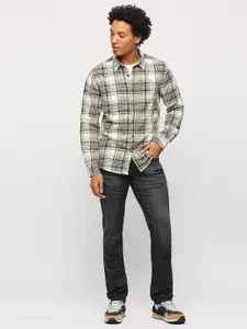 Pepe Jeans Tartan Checks Spread Collar Cotton Casual Shirt
