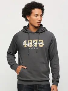 Pepe Jeans Alphanumeric Printed Hooded Pure Cotton Pullover