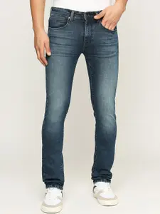 Pepe Jeans Men Slim Fit Mid-Rise Clean Look Light Fade Whiskers Stretchable Jeans