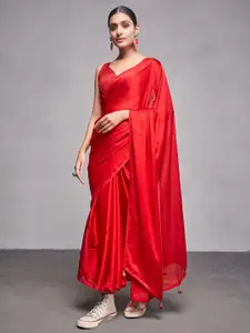 Mitera Red Silk Blend Saree
