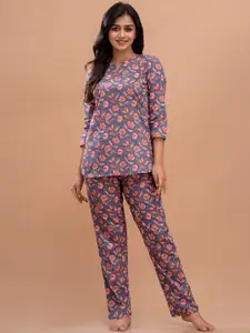 FERANOID Floral Printed Pure Cotton Night suit