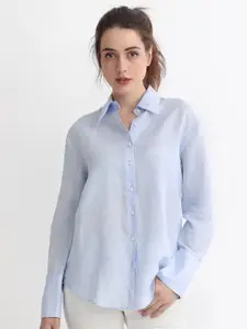 RAREISM Drop Shoulder Sleeves Slim Fit Cotton Casual Shirt