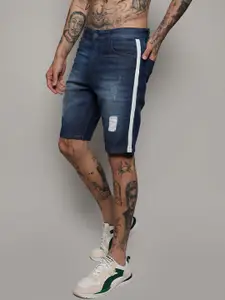 Campus Sutra Men Distressed Cotton Denim Shorts