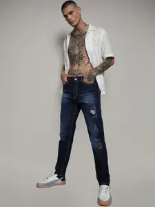 Campus Sutra Men Smart Slim Fit Embroidered Light Fade Stretchable Jeans