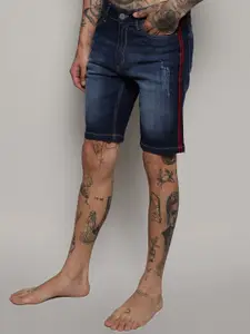 Campus Sutra Men Distressed Mid-Rise Washed Outdoor Denim Shorts