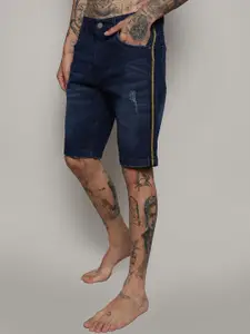 Campus Sutra Men Mid-Rise Cotton Denim Shorts