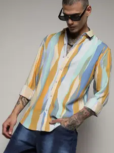 Campus Sutra Classic Striped Spread Collar Casual Shirt