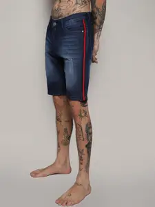 Campus Sutra Men Distressed Mid-Rise Washed Outdoor Denim Shorts