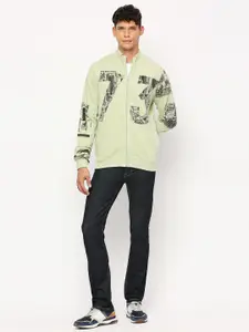 Pepe Jeans Graphic Printed Mock Collar Pure Cotton Front-Open Sweatshirt
