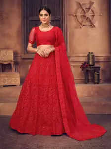 KALINI Embroidered Beads and Stones Semi-Stitched Lehenga & Unstitched Blouse With Dupatta