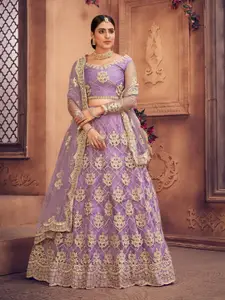 KALINI Embroidered Thread Work Semi-Stitched Lehenga & Unstitched Blouse With Dupatta