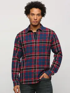 Pepe Jeans Checked Spread Collar Chest Pocket Pure Cotton Casual Shirt