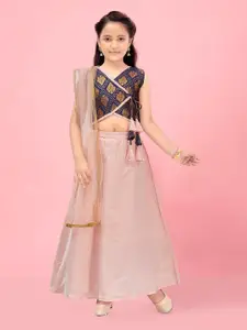 Aarika Girls Ethnic Motifs Woven Design V-Neck Lehenga Choli & Dupatta