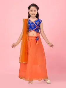 Aarika Girls Ethnic Motifs Woven Design V-Neck Lehenga Choli & Dupatta