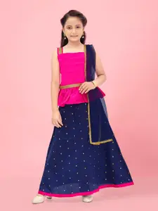 Aarika Girls Square Neck Sleeveless Woven Design Zari Lehenga Choli & Dupatta
