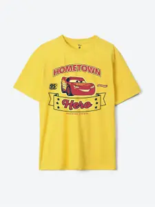 YK Disney Boys Cars Graphic Printed Pure Cotton T-Shirt