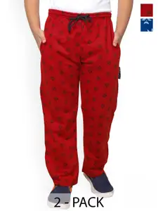 IndiWeaves Boys Pack Of 2 Floral Printed Mid-Rise Fleece Track Pant