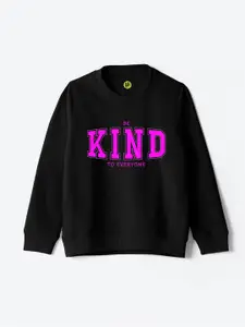 YK Girls Typography Printed Cotton Pullover