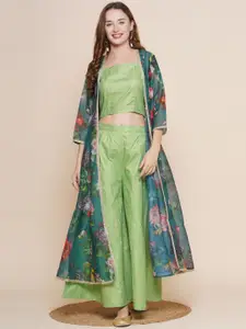 Bhama Couture Floral printed Jacket, Top With Palazzos