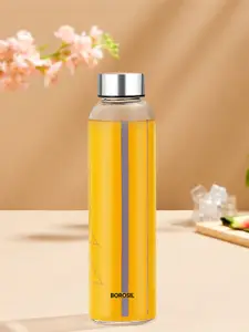 BOROSIL Sintra Transparent Printed Microwave Safe Borosilicate Glass Water Bottle 550 ml