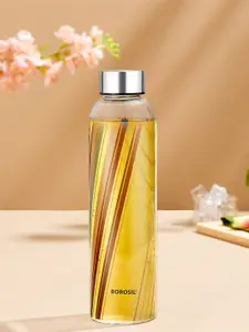 BOROSIL Artisan Prism Transparent Printed Borosilicate Glass Water Bottle 550 ml