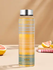 BOROSIL Glance Artisan Transparent Printed Borosilicate Glass Water Bottle 1L