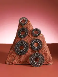 SOHI Gold-Plated Circular Drop Earrings