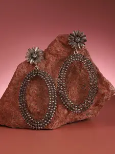 SOHI Gold-Plated Contemporary Drop Earrings