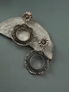 SOHI Gold-Plated Contemporary Drop Earrings