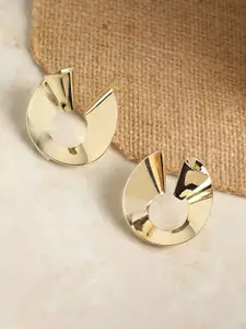 SOHI Gold-Plated Contemporary Studs Earrings