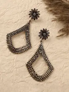 SOHI  Gold-Plated Contemporary Oxidised Drop Earrings