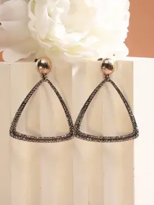 SOHI Gold-Plated Triangular-Shaped Drop Earrings