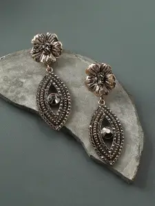 SOHI Gold-Plated Contemporary Drop Earrings